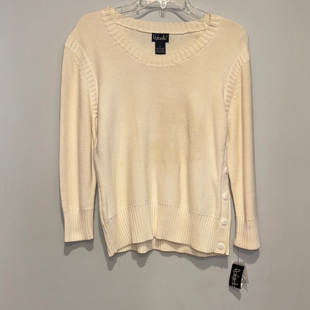 Rafaella NWT L Women's Cream Knit Sweater